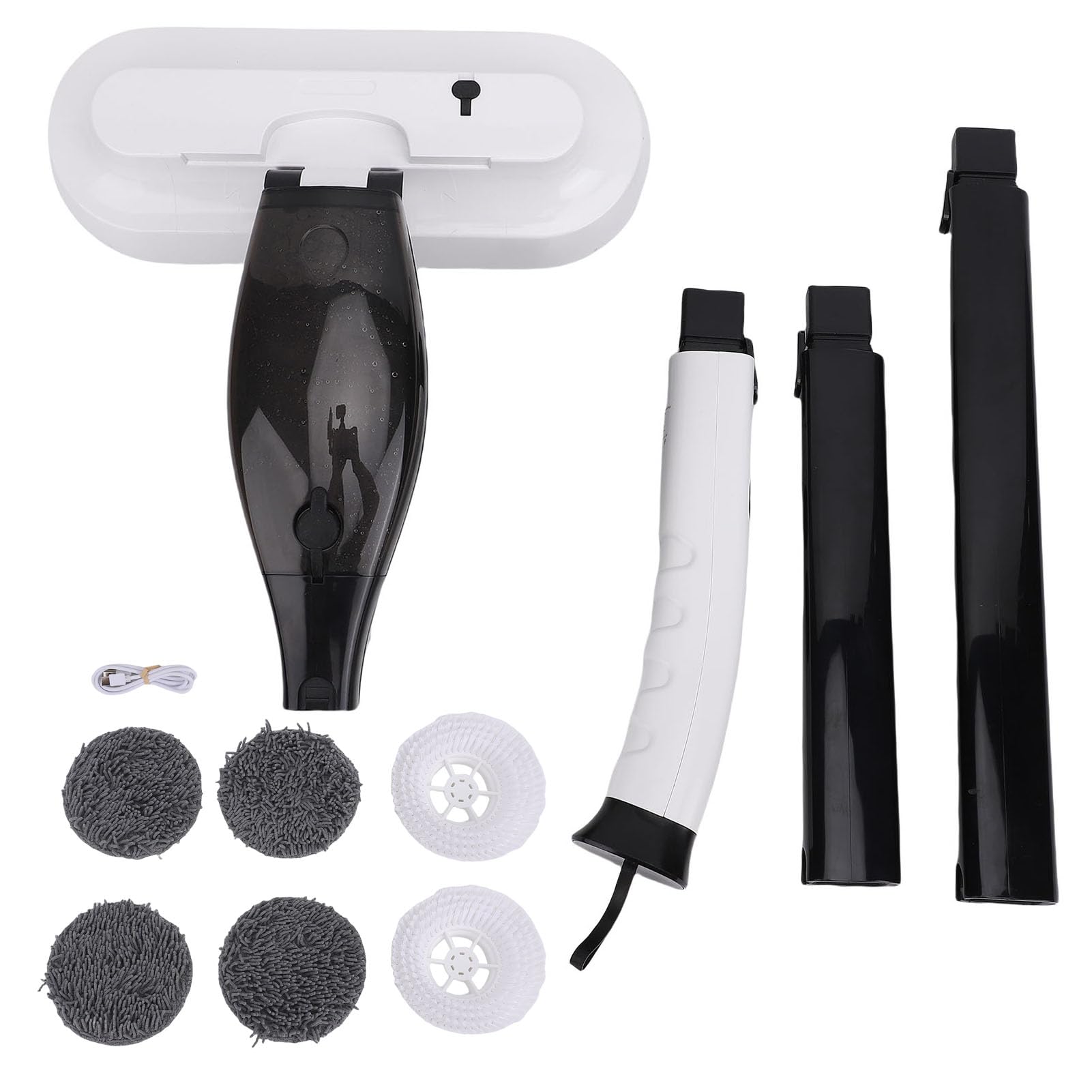 AUNMAS Lavapavimenti Elettrico 2 in 1, Lavapavimenti Portatile con Serbatoio d'Acqua da 800 Ml, Funzione Spray, a Doppia Spazzola per Pavimenti in Piastrelle di Legno Duro.