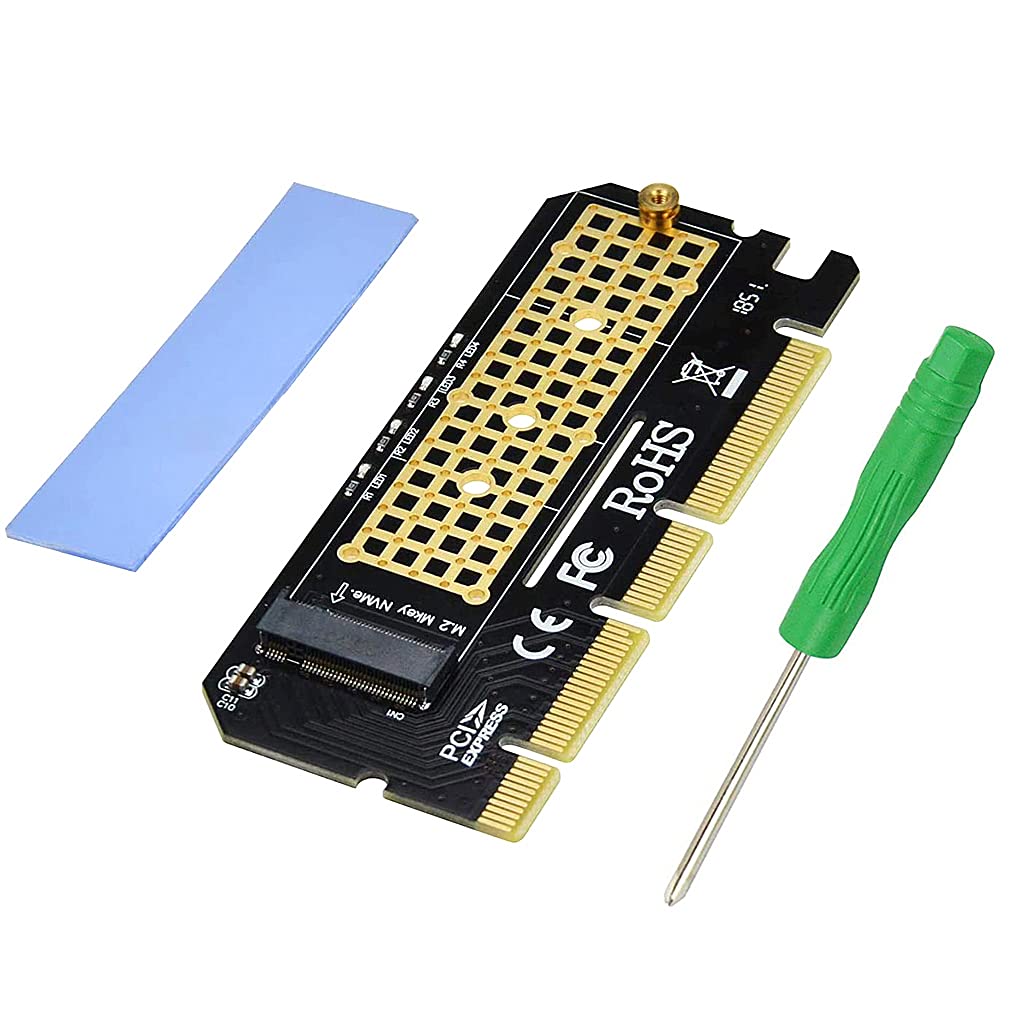 Verilux® NVME Adapter PCIe x16 with Gel Pad, M.2 NVME or AHCI SSD to PCIE 3.0 Adapter Card for Key M 2230, 2242, 2260, 2280 Size M.2 SSD, Support...