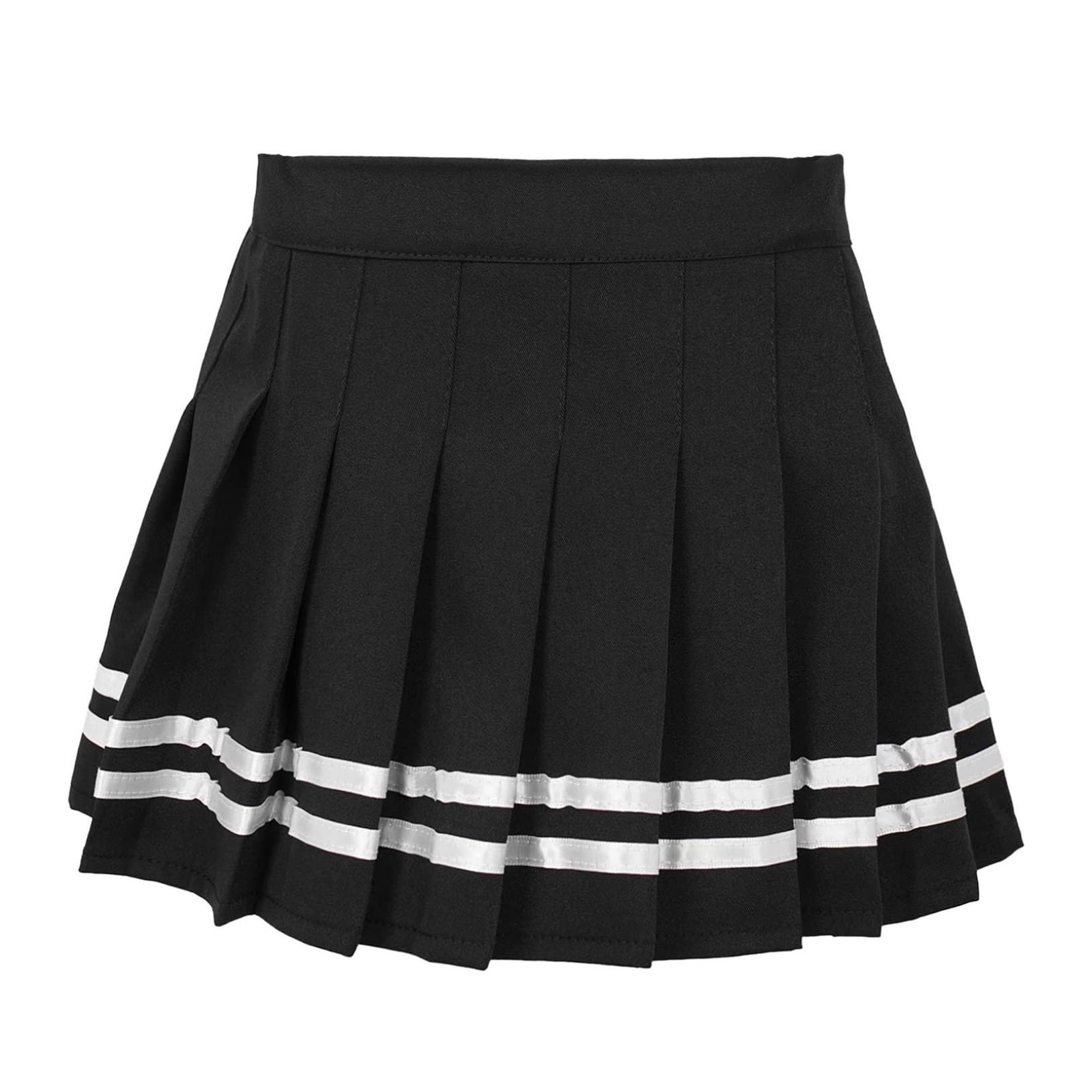 Freebily Minifalda Niñas Uniforme Escolar Falda de Plisada con Cintura Elástica Sólido Escuela Uniforme Falda Casual Verano con Pantalón Interior Blanco Negro