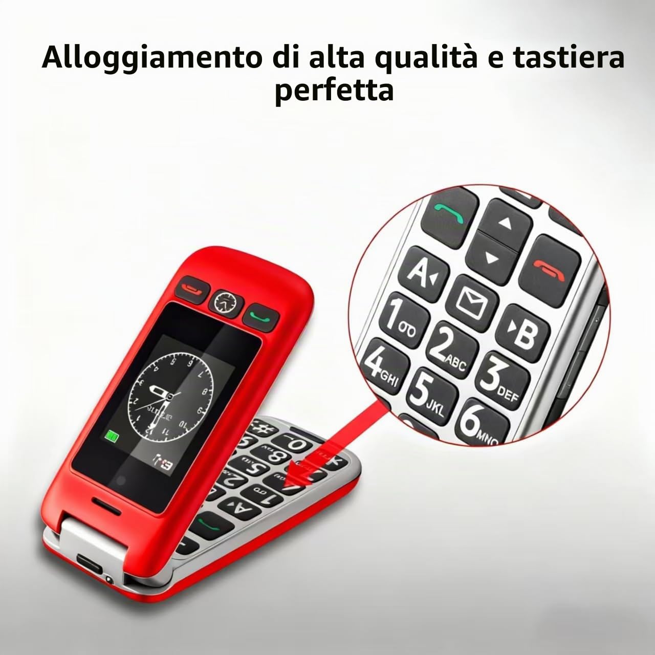 artfone G6 Rosso - 4G Telefono Cellulare per Anziani丨Flip Telefoni Cellulari con Tasti Grandi丨2.4+1.77" Doppia Display丨Funzione SOS丨Volume Alto丨Batteria da 1300 mAh丨Chiamata Rapida丨Base di Ricarica