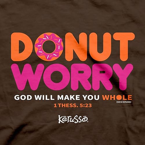 Miniatura 2 de Kerusso Donut Worry God Will Make You Whole Chocolate Brown Cotton Crew Neck T-Shirt, Small