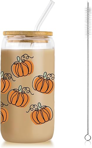 Calkkrer Herbst Halloween 480ML Iced Coffee Cup Mit Deckel Und Strohhalm, Tumble