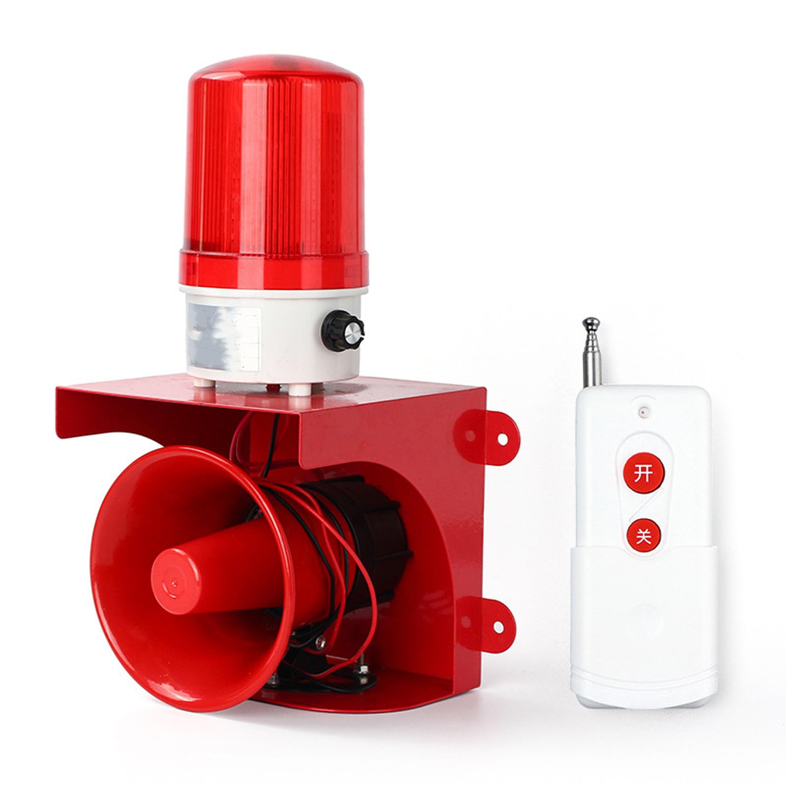 Sirena industrial de alarma de sonido y luz, luz de advertencia LED con control remoto, impermeable, sonido ajustable de 0-120 dB, montaje en pared para fábricas y terminales
