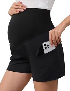 POSHGLAM Women‘s Maternity Shorts Over Belly Workout Running Casual Summer Pregnancy Shorts