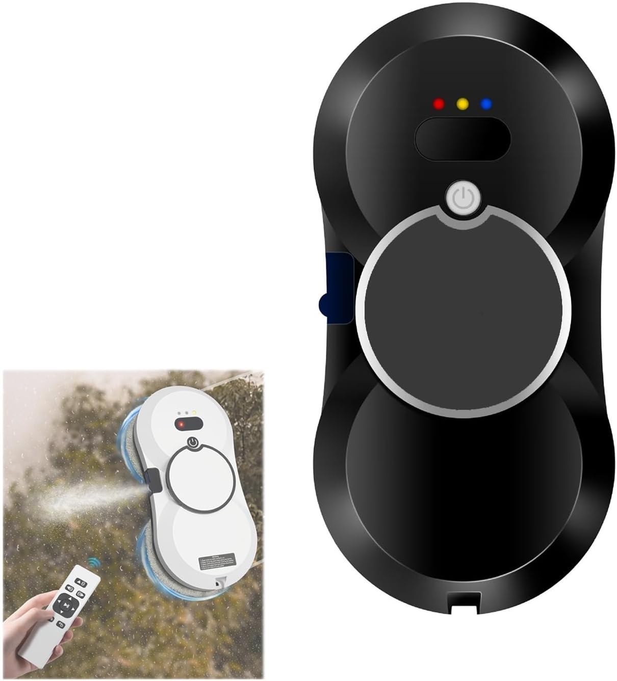 Remote Control Window Cleaning Robot,Smart Glass Cleaning Robot,80W 5600Pa Suction Remote Control Automatic Window Cleaning Machine,3.0 Path Planning,for Outdoor/Indoor Windows(Black)