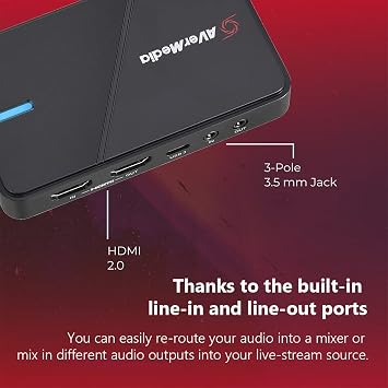 AVerMedia HDMI Capture Card- Gaming, Video Streaming, 4K Capture Card for PS5, Xbox Series X/S, Xbox One, PS4, Nintendo Switch, Windows 11 / Mac Os12, HDR & VRR Support - GC551G2 Live Gamer Extreme 3