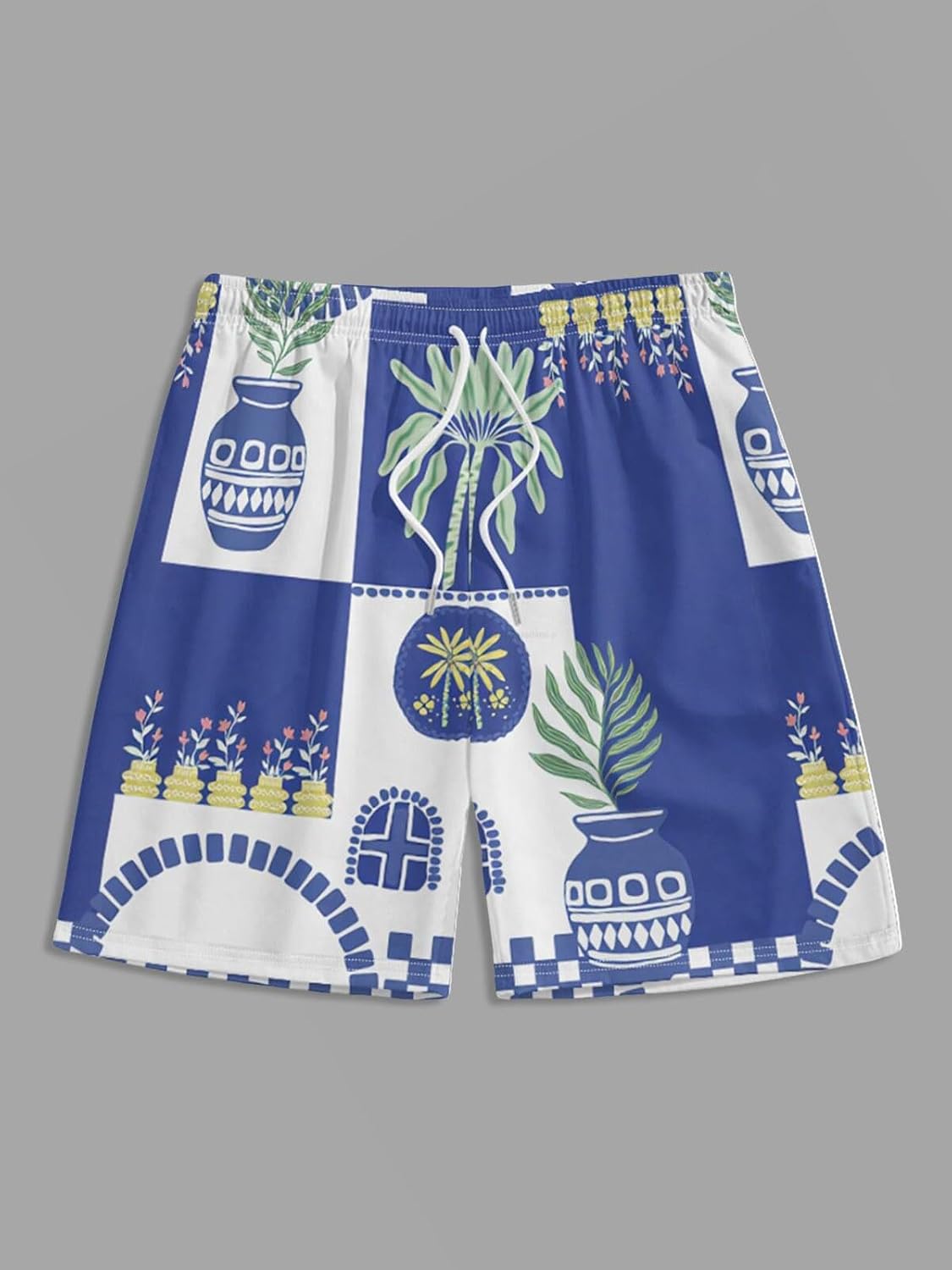 Mens Hawaiian Floral Print Summer Beach Outfits Short Sleeve Collared Shirt Drawstring Shorts Two Piece Set 2026