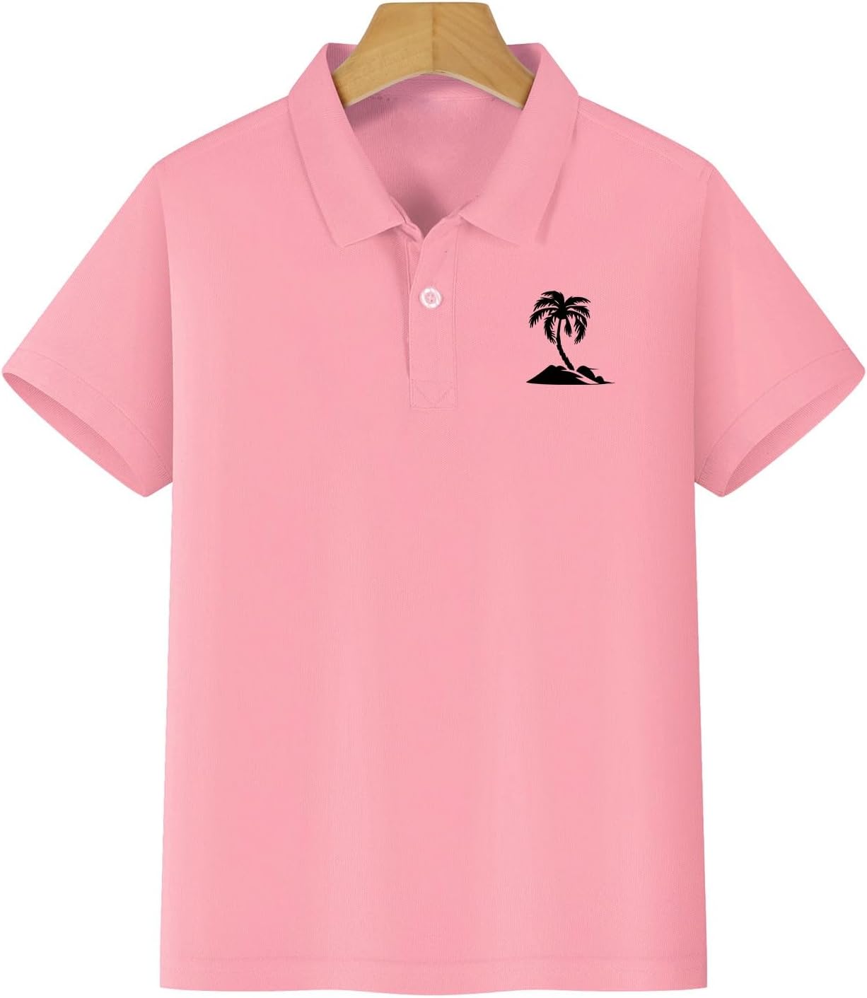 Pique Polo Shirts for Tween Boys Girls Palm Tree School Uniform Shirts Kids Short Sleeve Aesthetic Tops Collared Tops