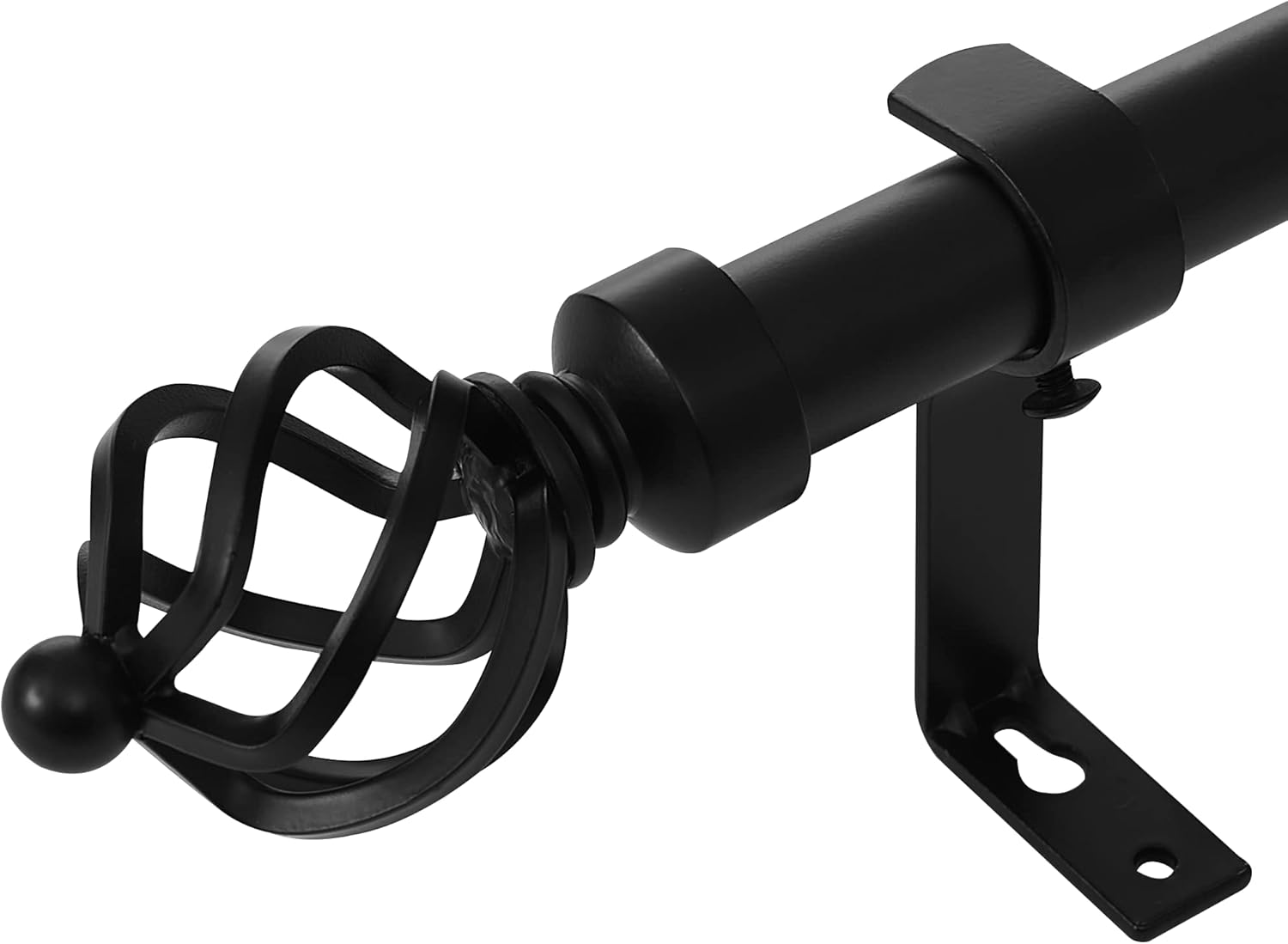 NICETOWN Drapery Curtain Rod Set with Classic Twisted Cage Finial for Valances Tiers, Adjustable Curtain Rod 28-48" Length, 1 inch Diameter Modern Design Decorative Rod, Matte Black