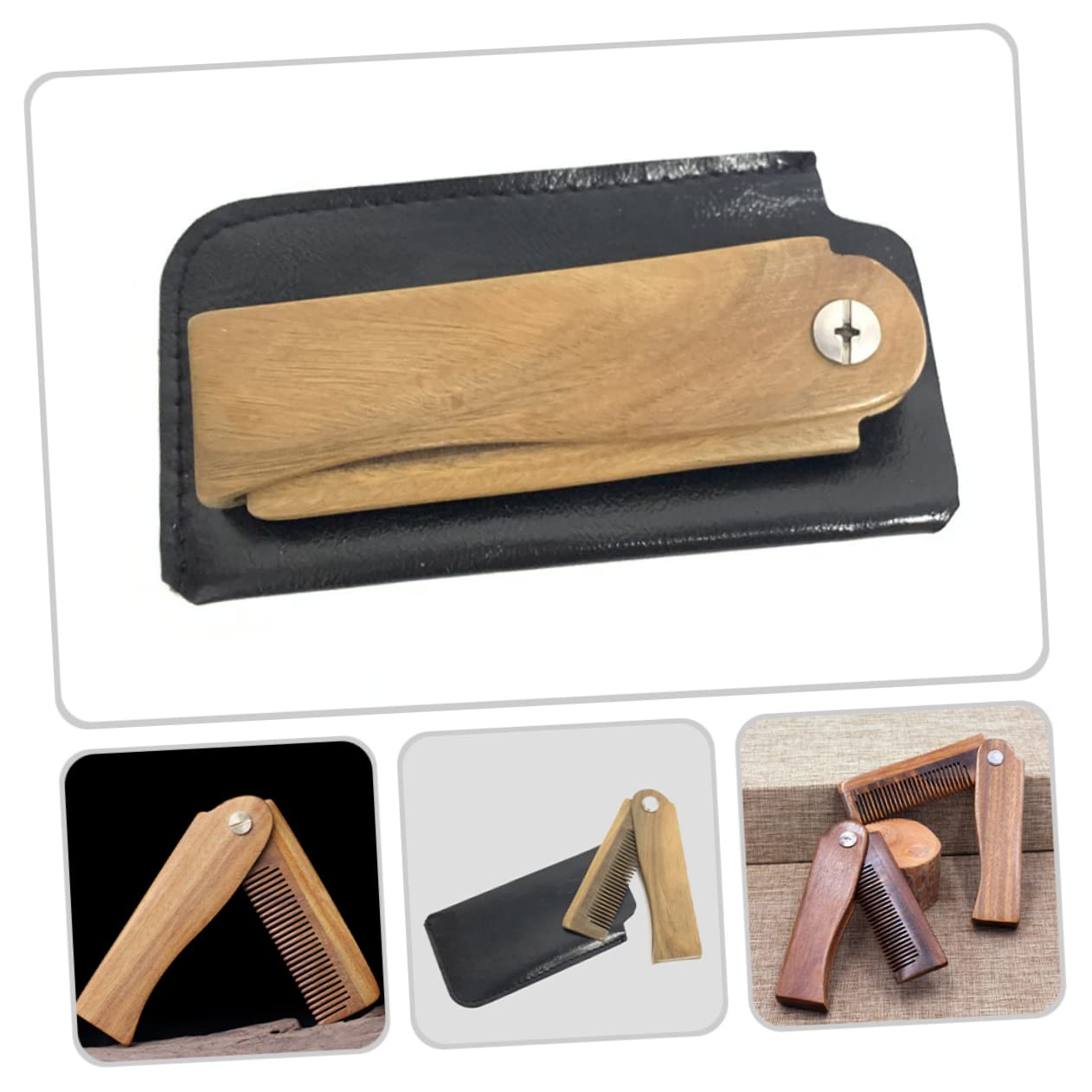 MAGICLULU 5 Set Pettine Per Baffi in Legno Pettine Per Tascabile Pieghevole Accessorio Per Barba Portatile Per Salone Di Casa