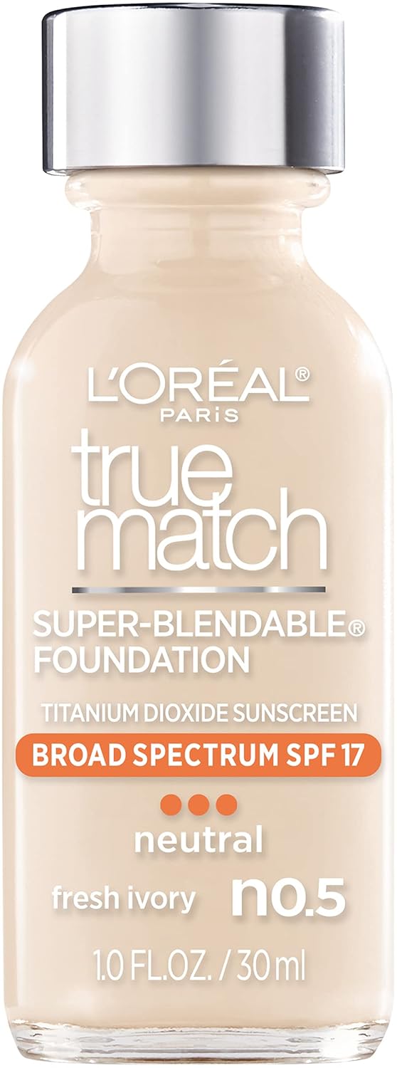 LOr al Paris Makeup True Match Super-Blendable Liquid Foundation Fresh Ivory N0 5 1 Fl Oz 1 Count