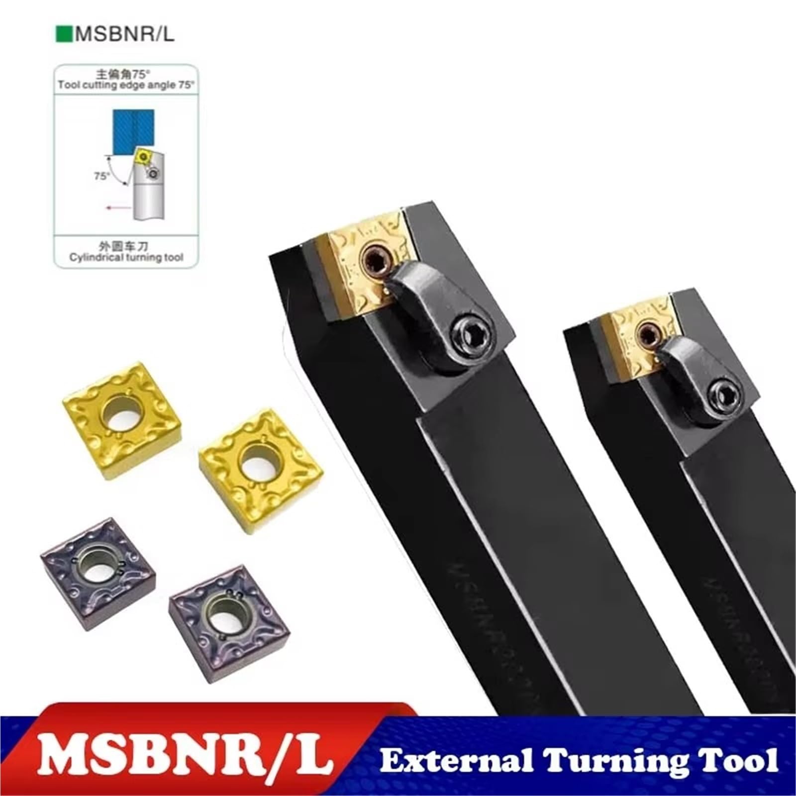 MSBNR1616H12 MSBNR2020K12 MSBNR2525M16 juego de portaherramientas torneado exterior Compatible con insertos carburo SNMG para torno CNC Herramienta de Torno(No inserts,MSBNL1616H12)