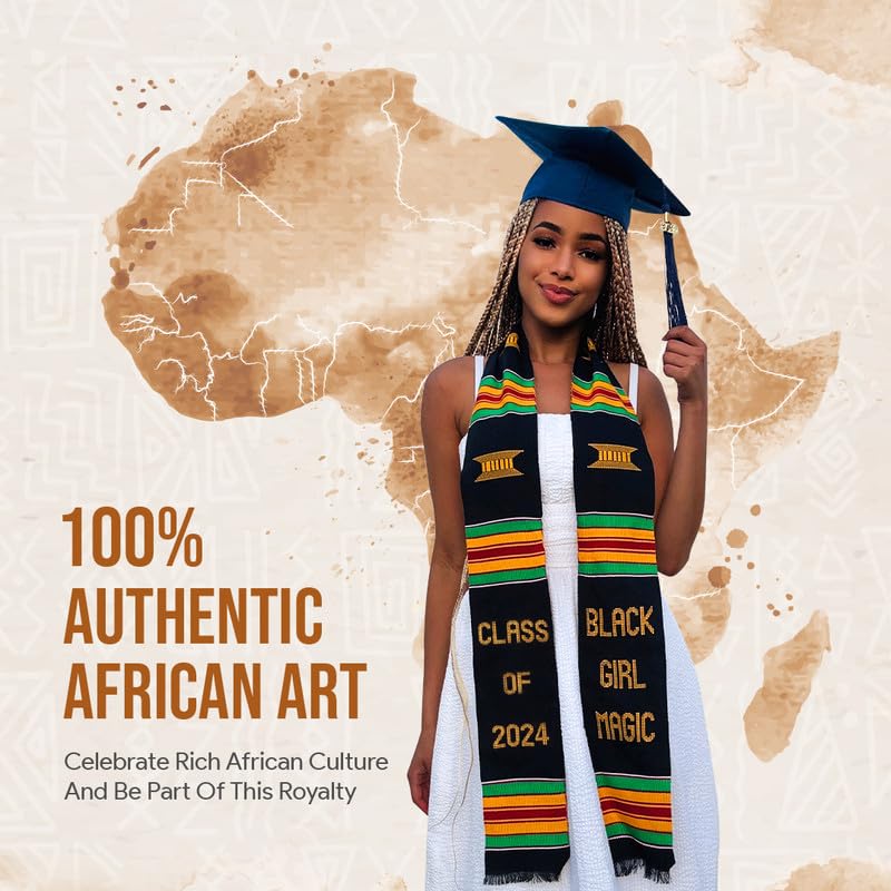 Snapklik.com : Black Girl Magic Kente Graduation Stole 2024 Authentic ...
