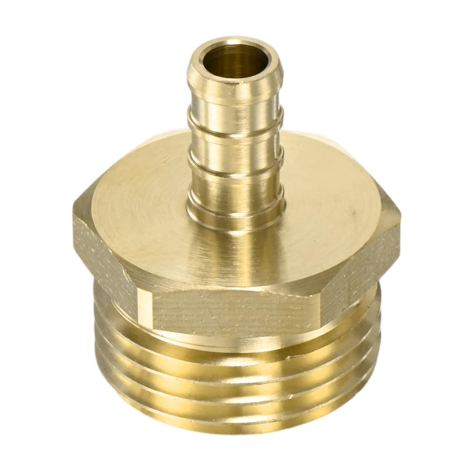M METERXITY Brass Garden Hose Adapter Swivel Fitting, 3/8" PEX Barb to 3/4" GHT Male Connector Swivel Hex Brass Garden Water Hose Pipe Connector for Lawn/Boat/House/Irrigation