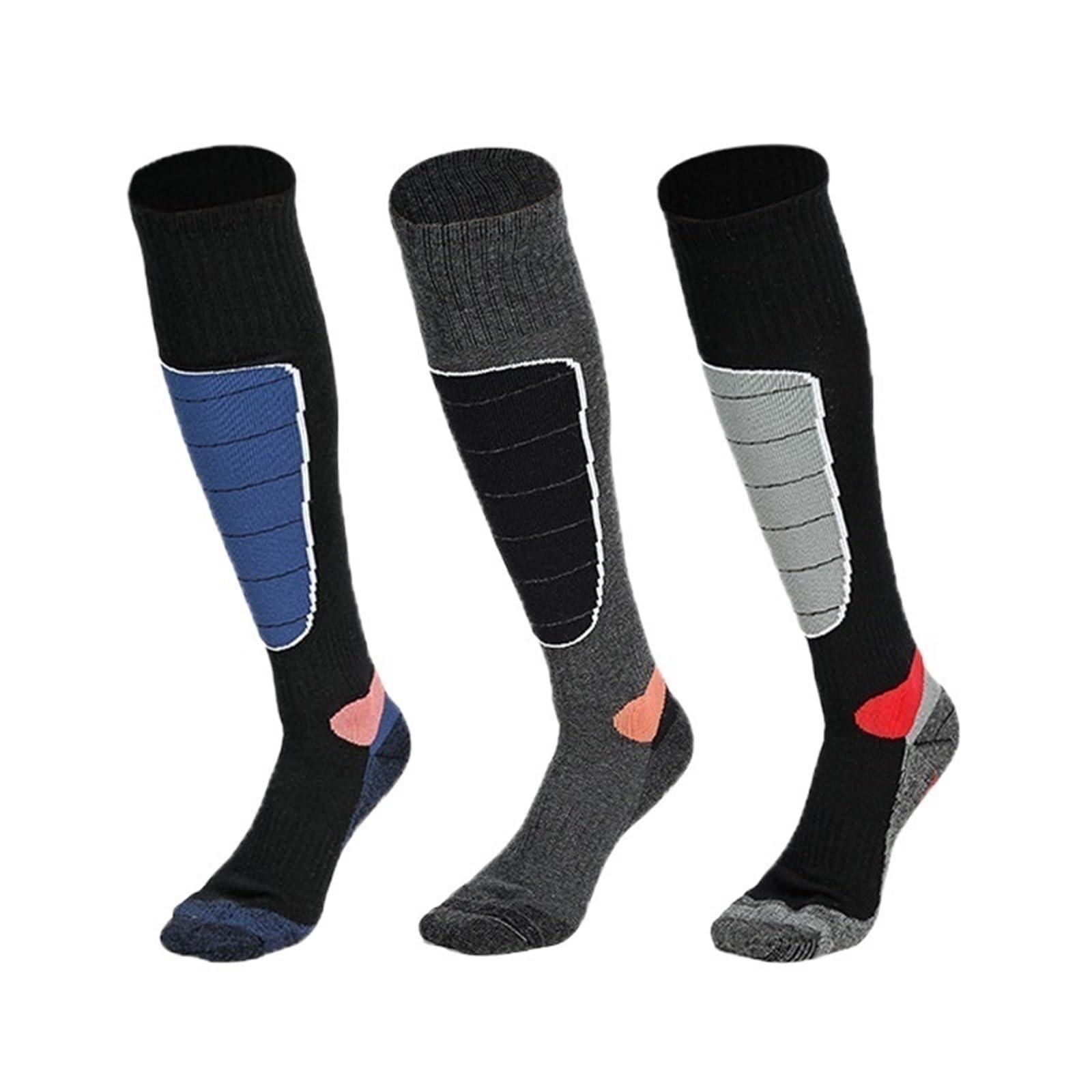 Calze da Sci Calzini da sci in lana for uomo Donna lunghi a compressione calda ciclismo invernali alti al ginocchio sportivi snowboard