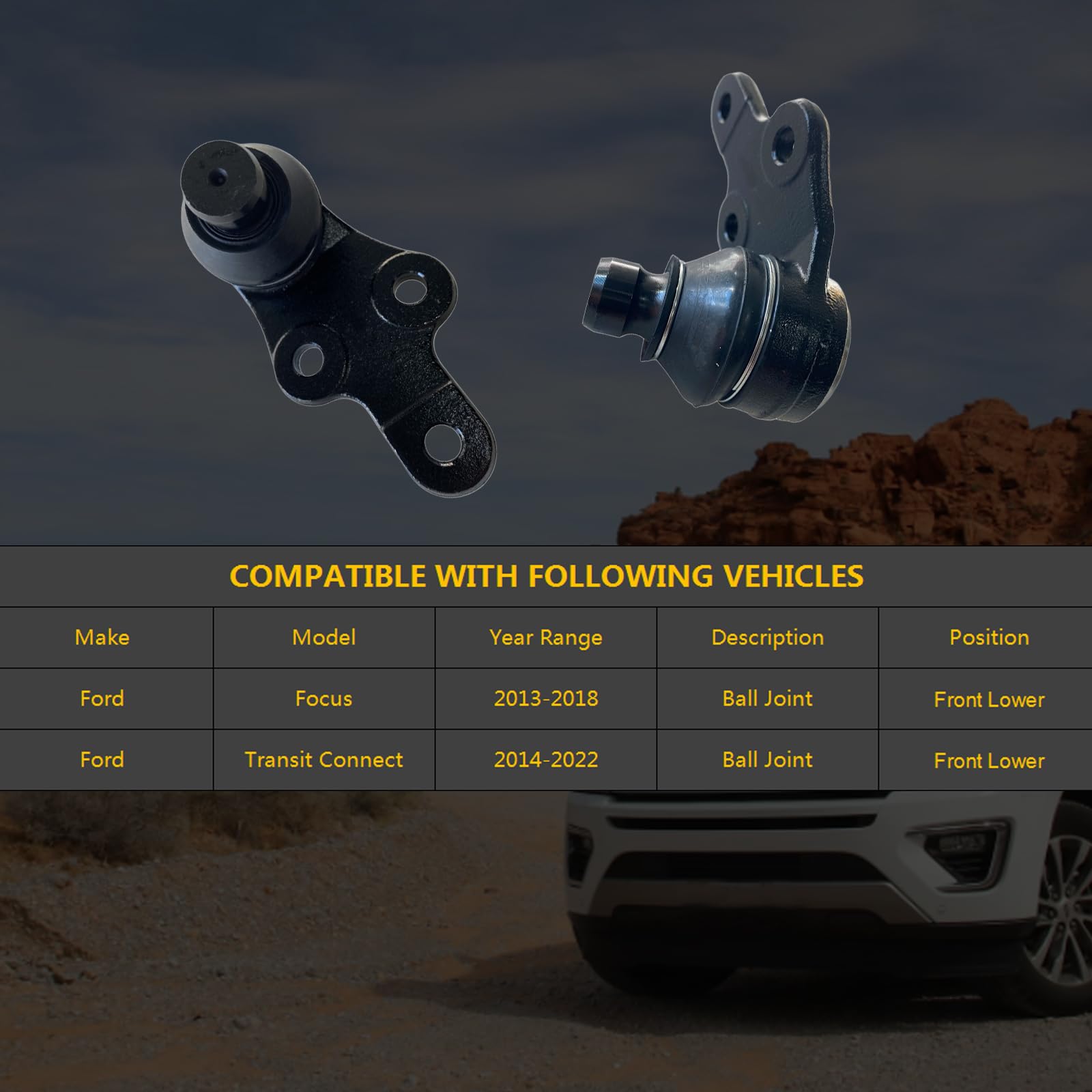 Front Lower Ball Joint Kit For Ford Focus & Transit Connect (2014-2018) - Detroit Axle, 10-Year Warranty