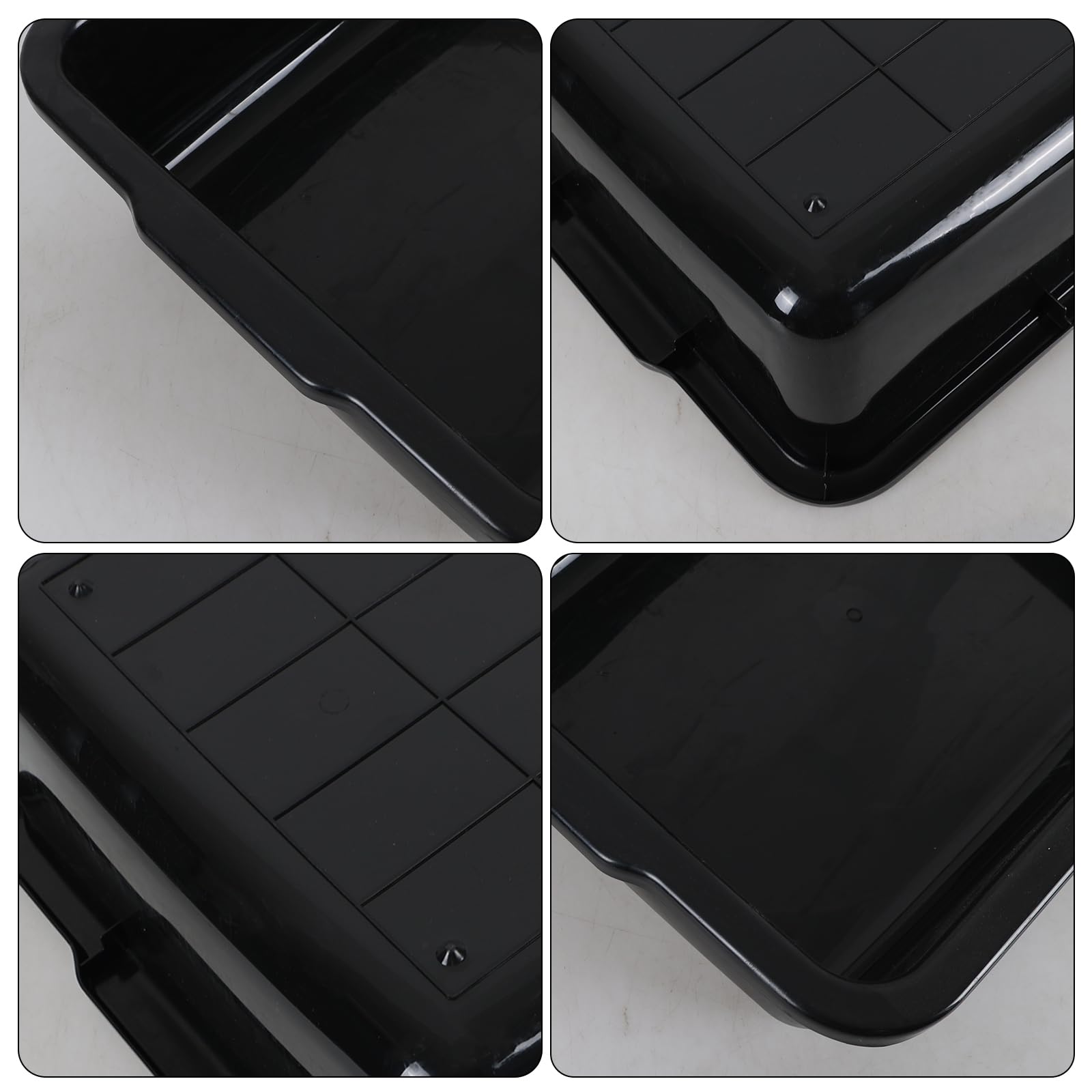 Easymanie 4 Pack Large Commercial Bus Tubs, 32 Liter Rectangle Dishpan, Black Plastic Meat Tubs