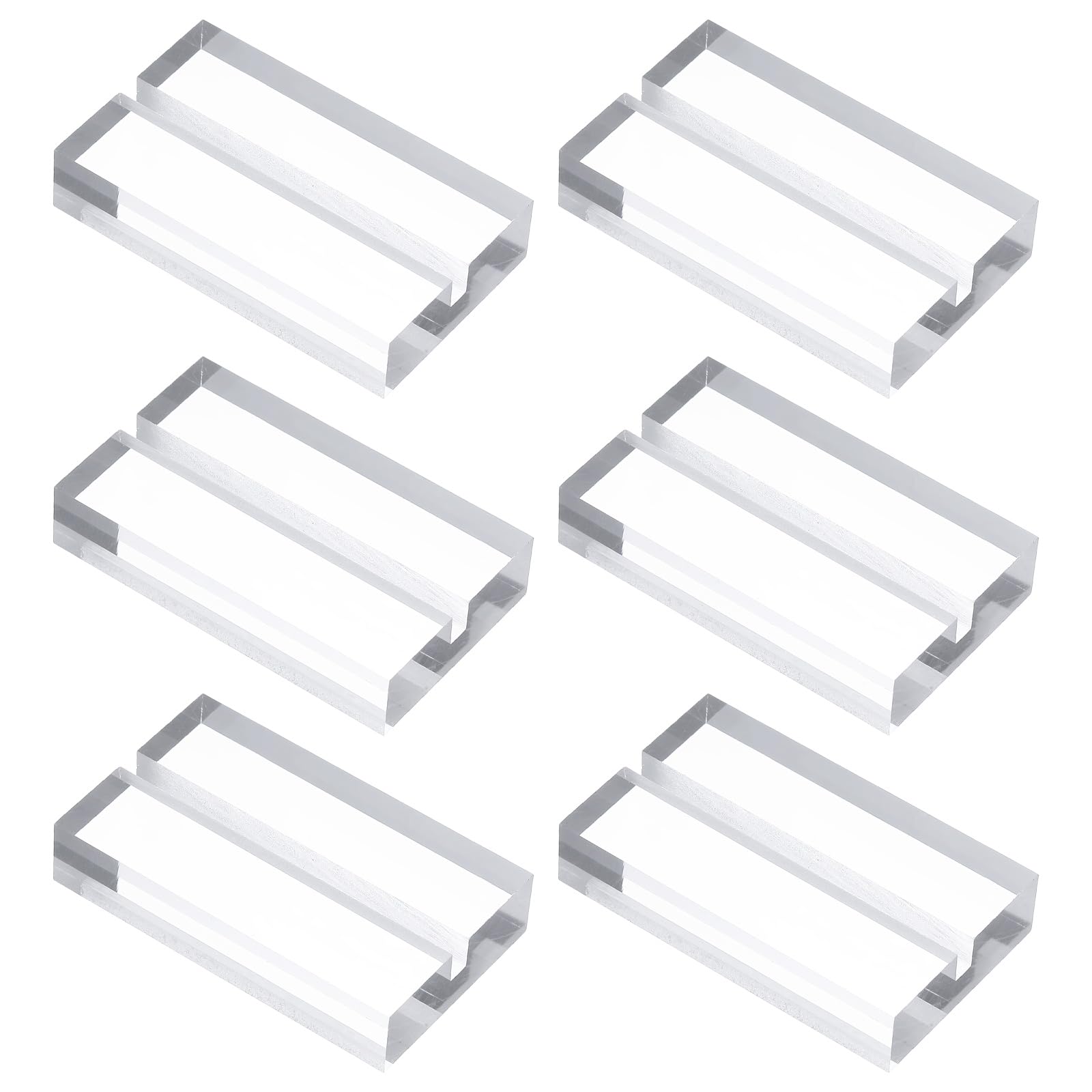 PATIKIL 4Pcs Place Card Holders 2" Clear Acrylic Stand Wedding Sign Square Name Card Holders Table Number Stand with 1/8" Slot for Wedding Birthday Exhibition Office Display, 50 x 30 mm — image 1