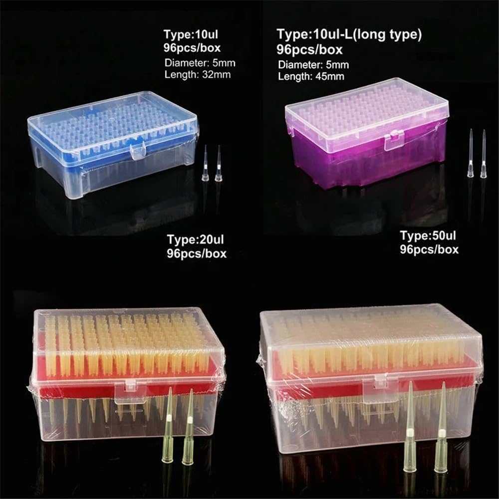 1 ensemble de pointes de pipette en plastique de laboratoire 10 µl/10 µl-L/20 µl/50 µl/100 µl/200 µl/300 µl/1 ml/5 ml/10 ml avec embouts de pipette(200ul tips and box)