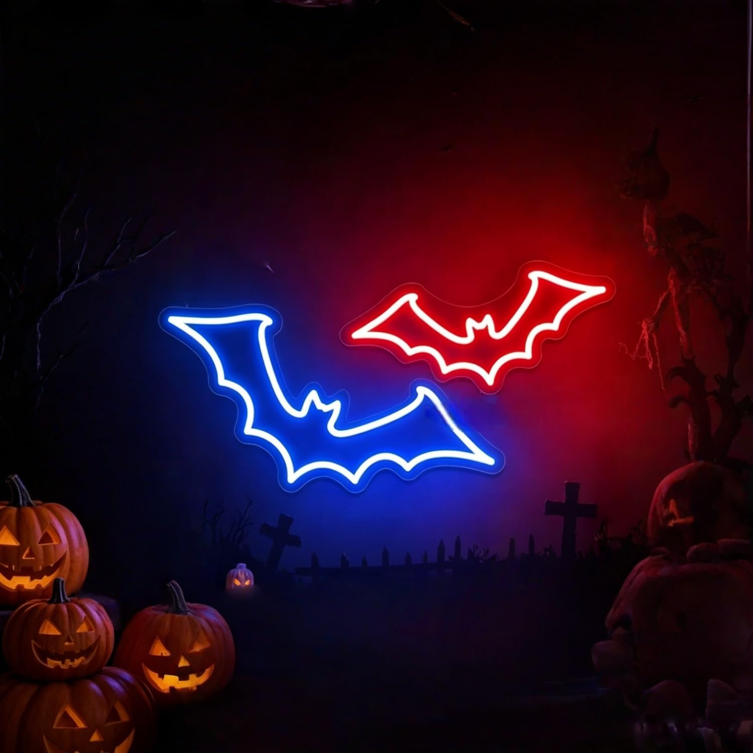 Bat Neon Sign, Flying Bat LED Neon Light for Halloween Wall Decor, Gothic Room Aesthetic, Witchcraft Festival Party Horror Wall Art, Spooky Home Decoration Gift for Teens USB Powered
