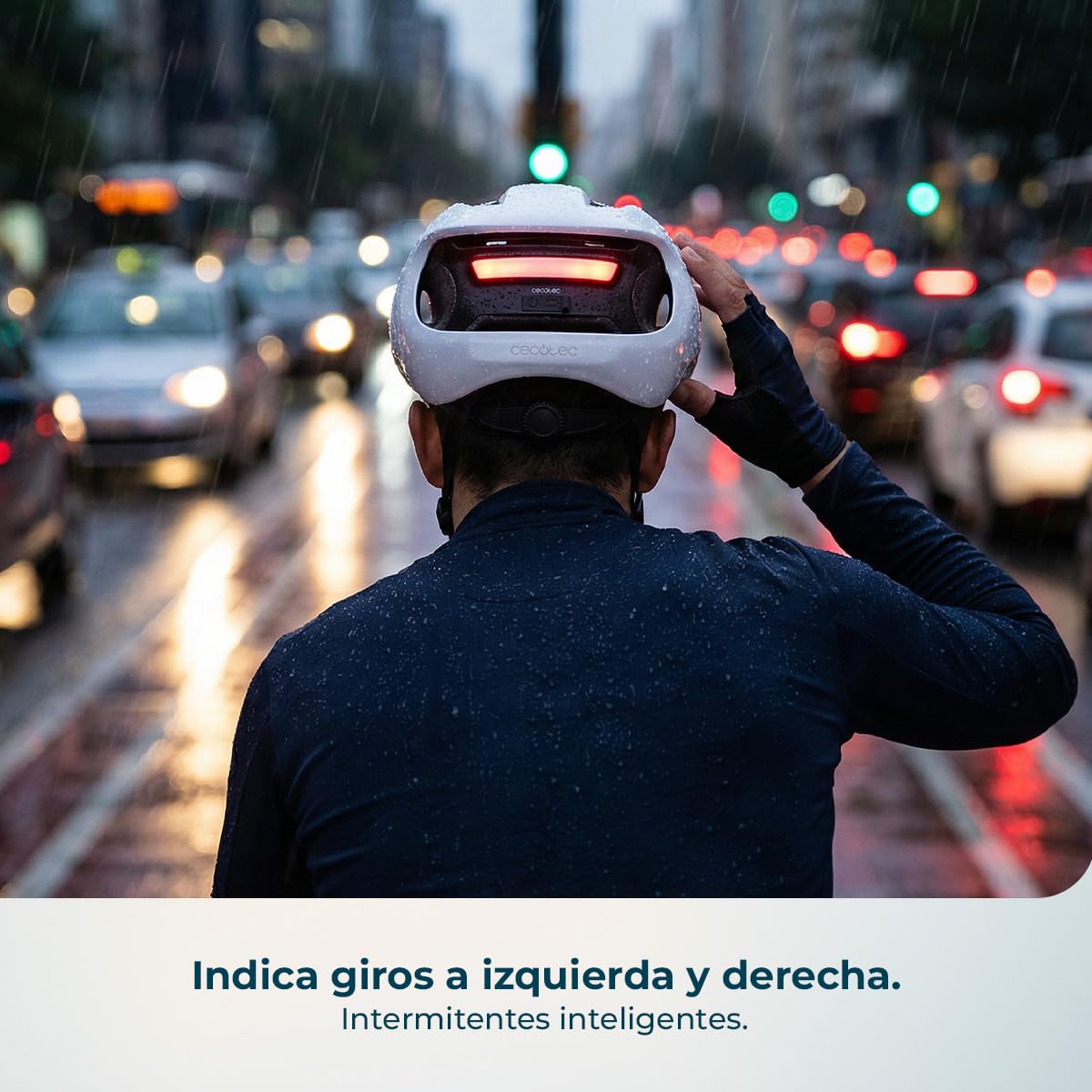 Cecotec Casco de Bicicleta Inteligente BrainGuard Pro L-XL. Luces Frontal y Trasera con Múltiples Modos, Intermitentes con Efecto Dinámico, Control Desde Manillar, Batería Recargable 800mAh