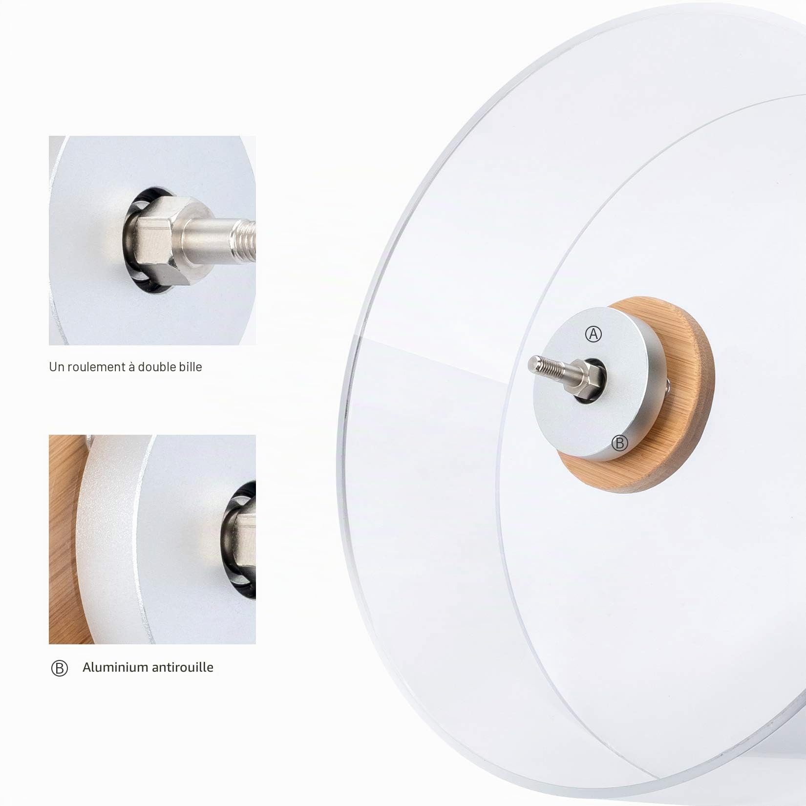 Niteangel Roue d'exercice silencieuse pour hamster - Roue de course en acrylique à double roulement silencieux pour hamsters, gerbilles, souris, degus ou autres petits animaux (S)