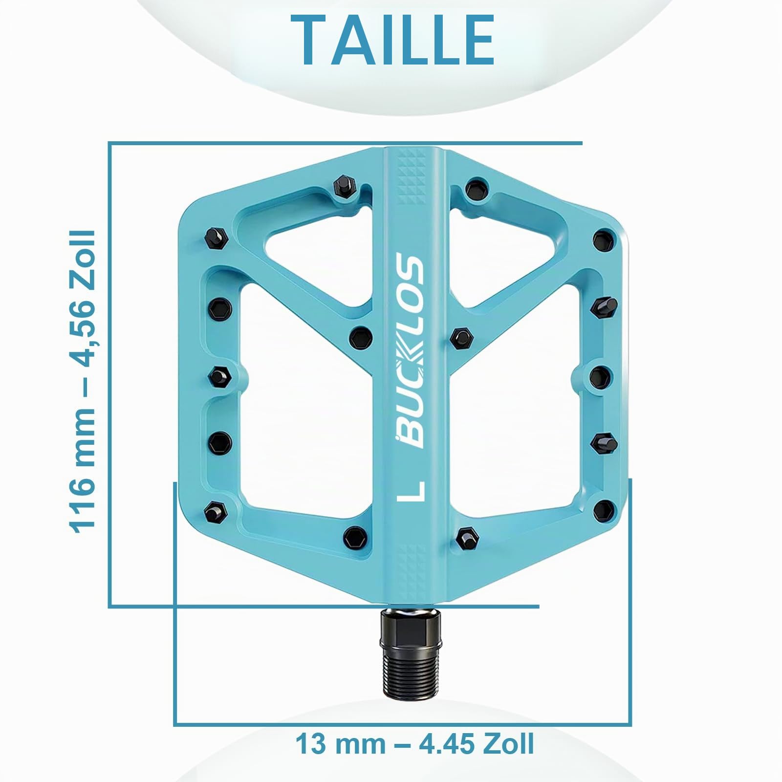 Pédales de VTT plates pour VTT - Grande plateforme - En nylon - Antidérapantes - Pour vélo adulte - 9/16"