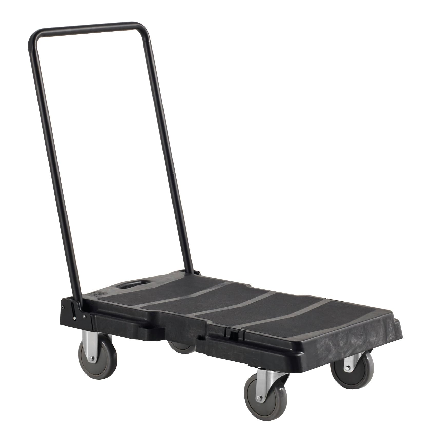 Ergonomic Black Plastic Platform Truck with Adjustable Handle - 32" L x 20 1/2 W x 8 1/4 H by HUBERT – Plastic, Gray, Model C/PPT-4001