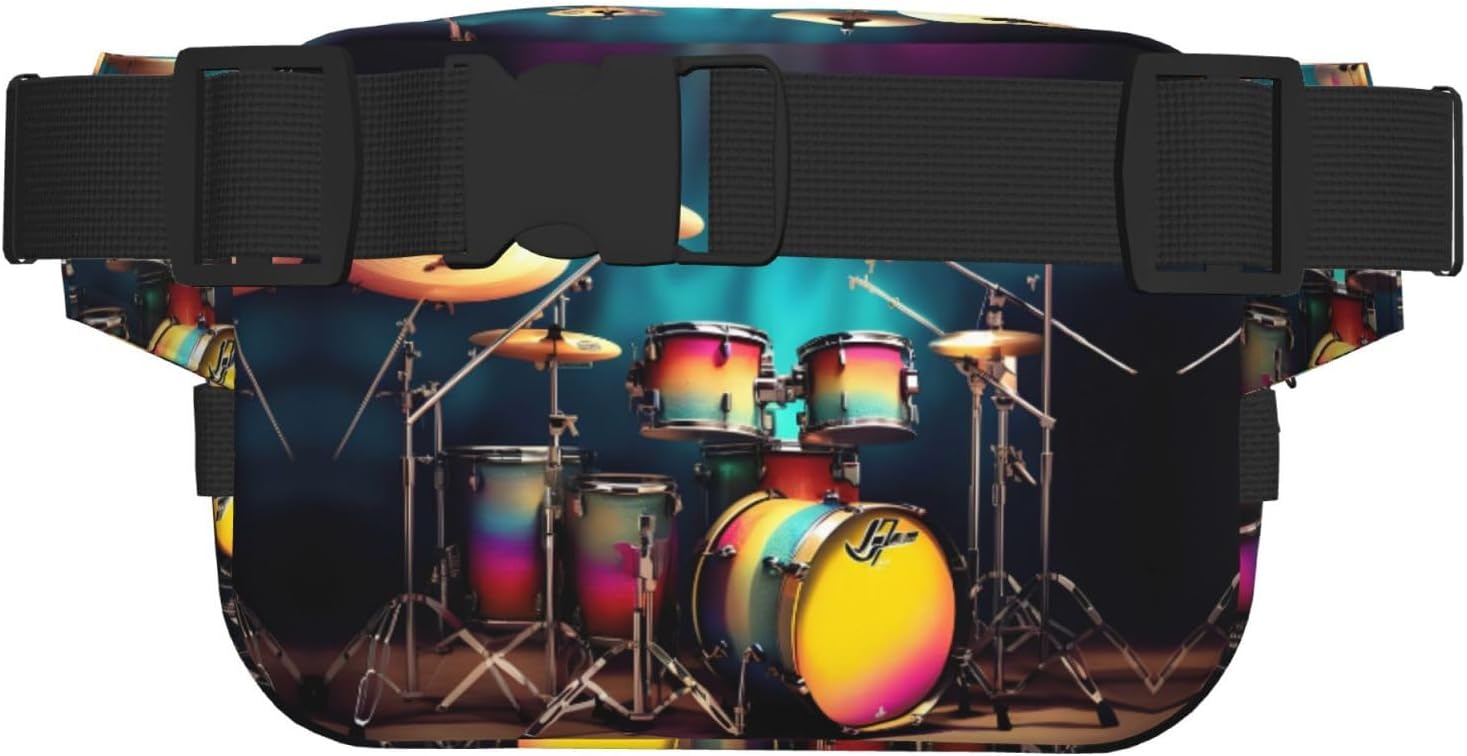 Cool Drums Set print Large Fanny Packs for Women Cute Cross Body Waist Bag Fashionable Fanny Pack