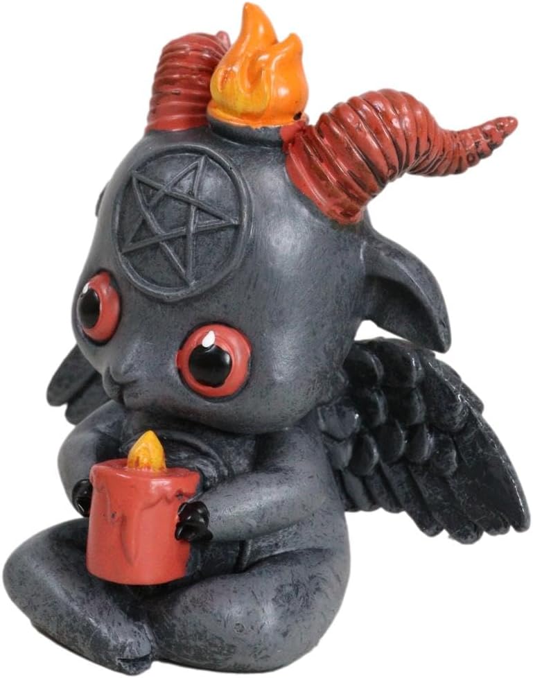 Ebros Gift Sabbatic Baby Goat Idol Baphomet Spawn Baphy with Pentagram Circle Chibi Figurine Wicca Occult Illuminati Collectible (Ritual and Rites of Passage)