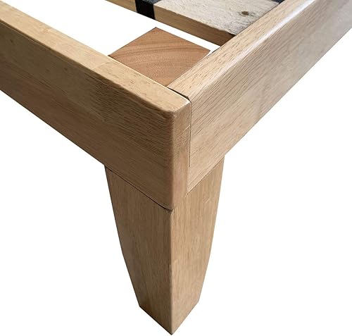 Miniatura 8 de KOTEK Base de cama de plataforma de madera maciza de 14 pulgadas, base de colchón con soporte de listones de madera, base de cama de madera de goma,