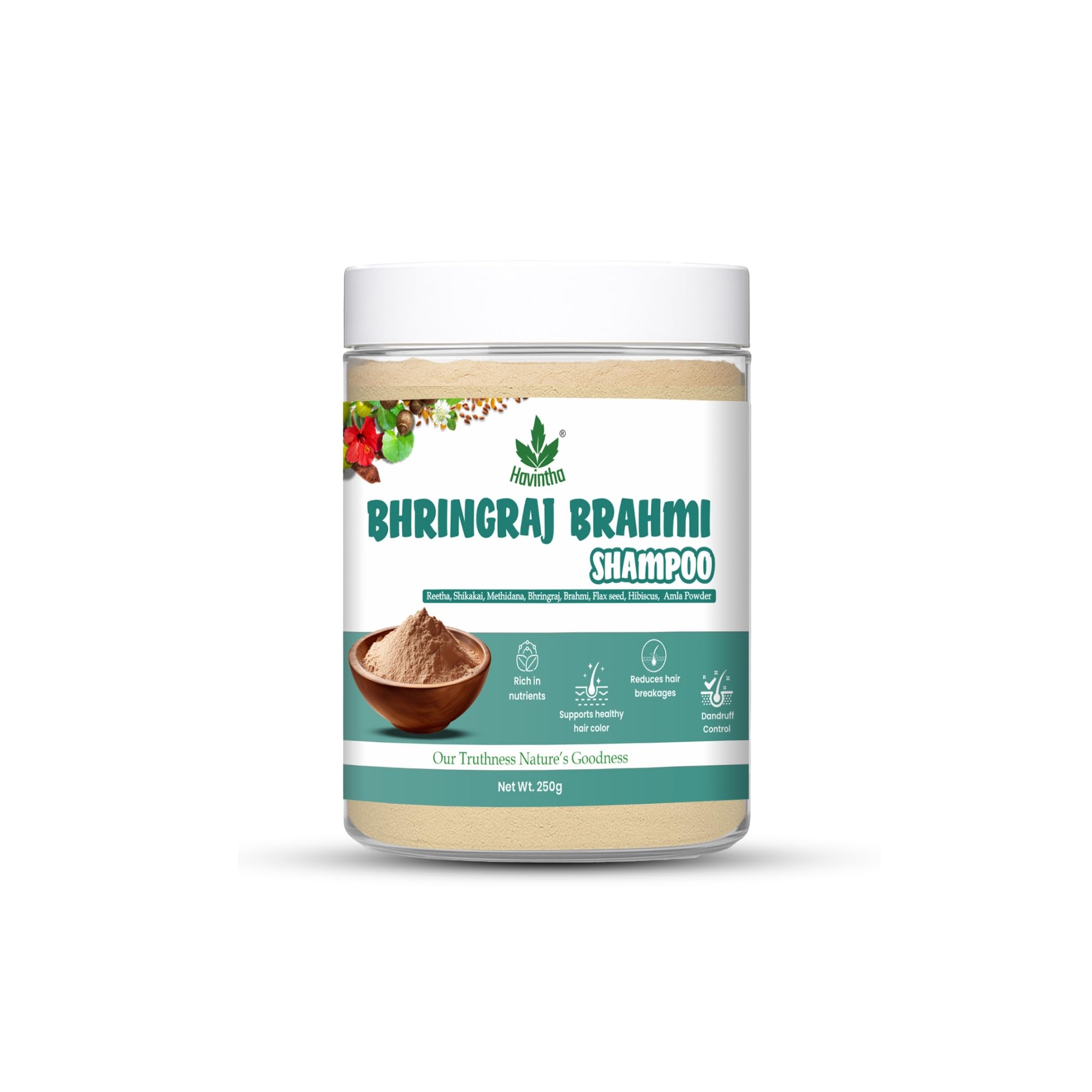 Havintha Natural Shampoo for Hair with Amla Reetha Shikakai Methidana Hibiscus Bhringraj Brahmi and Flax Seed Powder (227g (PACK OF 1))-image-37