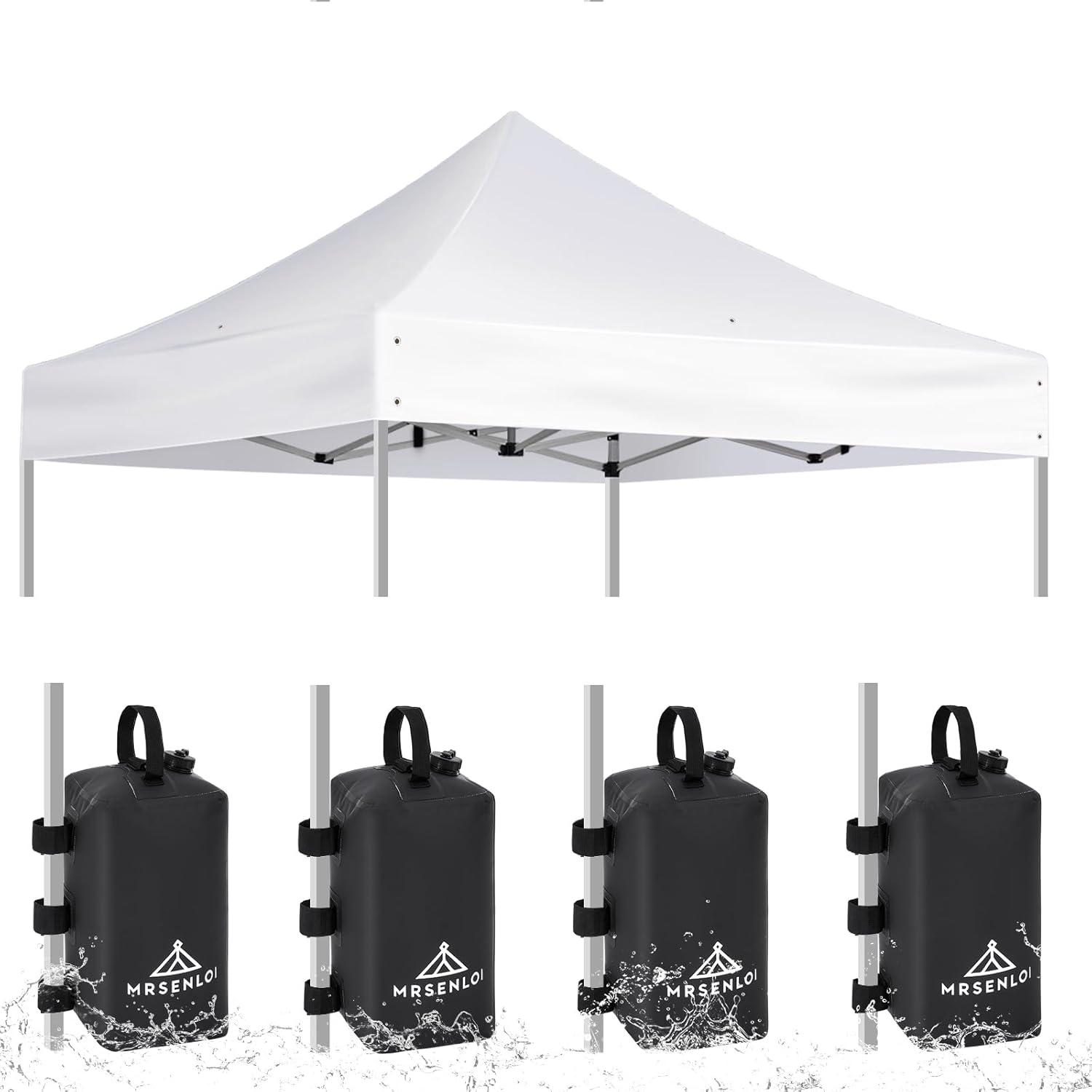 Mrsenloi 10x10 Replacement Canopy Top with 4 Pack Water Weight Bags Included for Pop Up Tent, Waterproof Instant Canopy Top Cover Only
