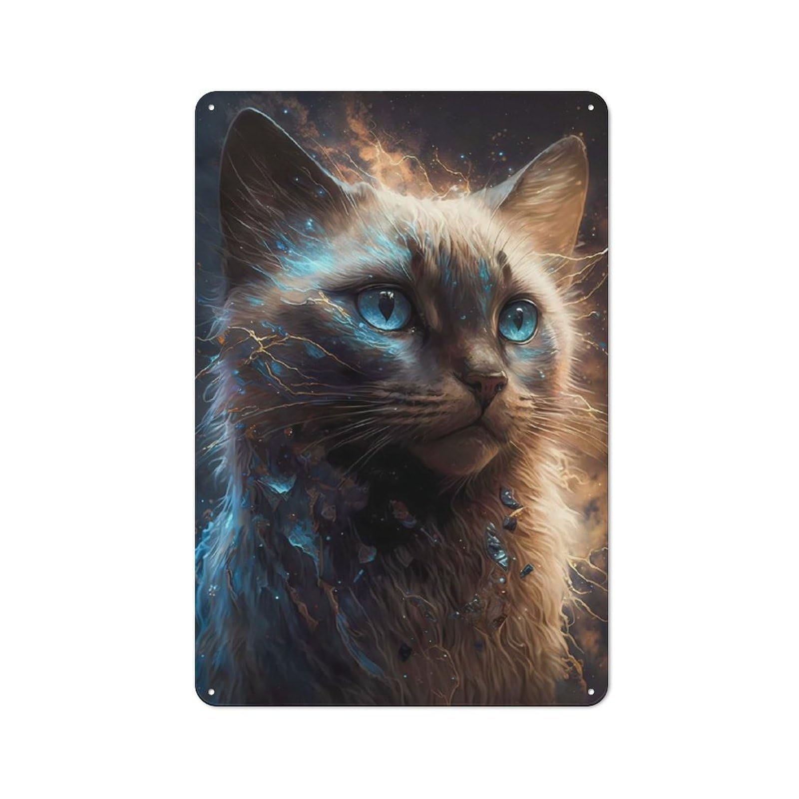 Junmoney Siamese Cat Retro Metal Plaque 30X20cm For Dining Room Or Kitchen, For Kitchen, Dining Room And Home Bar Wall Decor