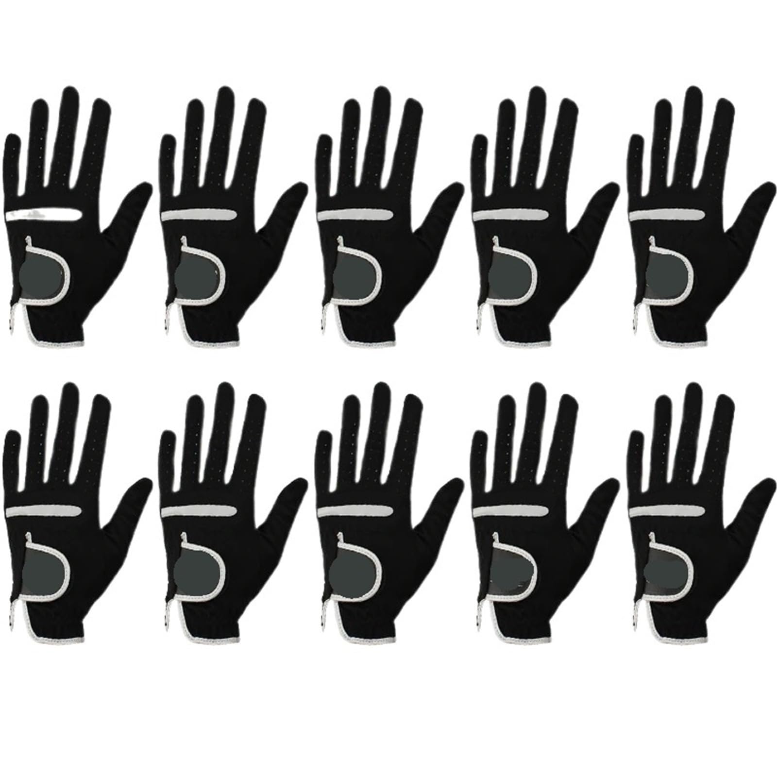 Générique Paquet de 10 Gants de Golf universels Noirs