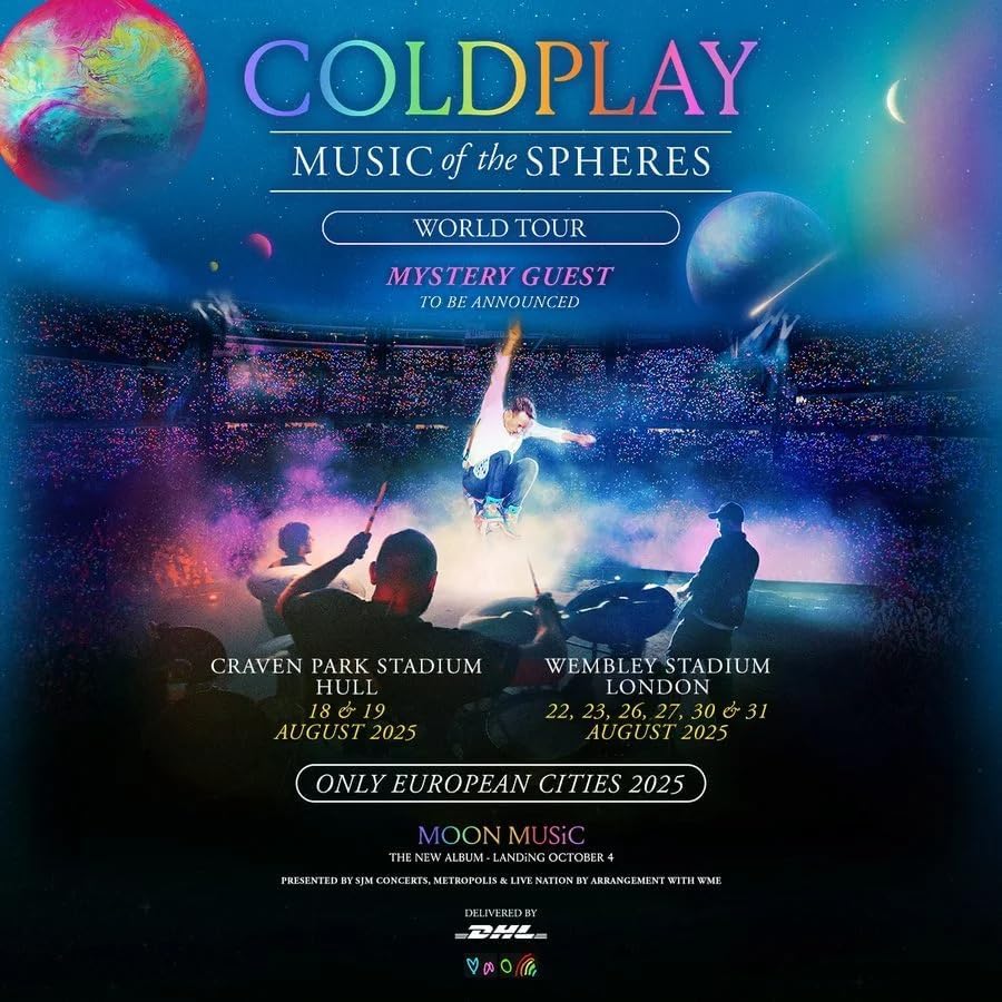 Coldplayy Tour Poster 2025 – Music of the Spheres – A1, A2, A3, A4 – Art Print A2