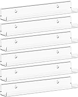 Lifewit 6-Pack 12" Clear Acrylic Narrow Floating Shelves for Vinyl Records, Nail Polish, Books, Makeup - Wall Organizer Display for Bedroom Bathroom