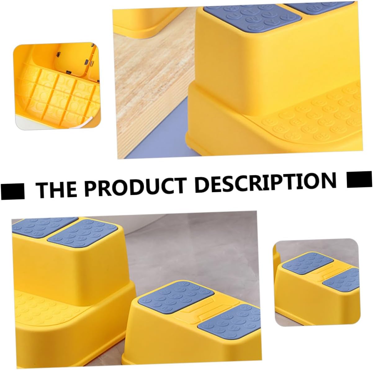 Uonlytech Non-Slip Footstool Stable Bathroom Step Stool for Yellow Material and Safe for Kitchen Nursery Toilet Potty Training Aid