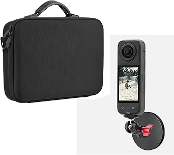 X4 Magnetic Camera Mount Base & Carrying Case for Insta360 X4, Strong Magnetic Stand Nylon Hard Shell Shoulder Bag for Insta360 X4 Accessories