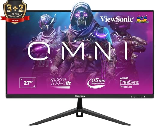 ViewSonic Omni 27 Inch Full HD Fast IPS Gaming Monitor with 0.5 ms,165Hz, HDR10, AMD Free Sync Premium, VESA Adaptive Sync, 104% sRGB,2* Speaker &…