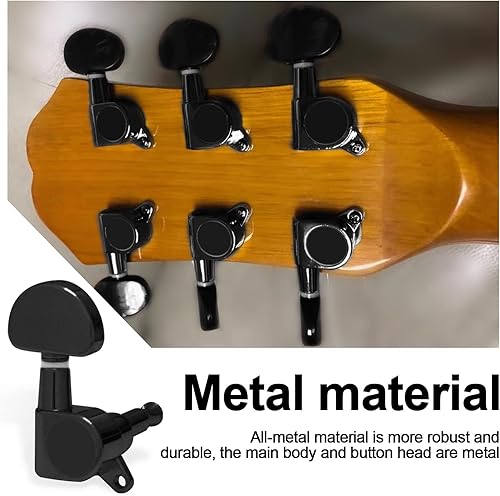 Miniatura 29 de SAPHUE Afinadores de guitarra de 4.331 in, un juego de llaves de afinación de guitarra clásica negra 1R1L, clavijas de cuerda para guitarra clásica