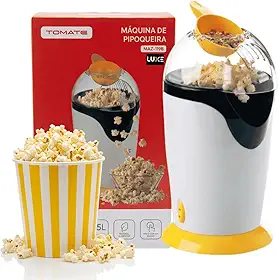 Pipoqueira Elétrica 110V Sem Óleo Pipoca Máquina de Pipoca Potente 1200W com Copo Medidor para Manteiga e Pés Antiderrapantes