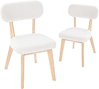 Vista 7 de CangLong Juego de 2 sillas de comedor de terciopelo con patas de metal para sala de estar, cocina, color blanco