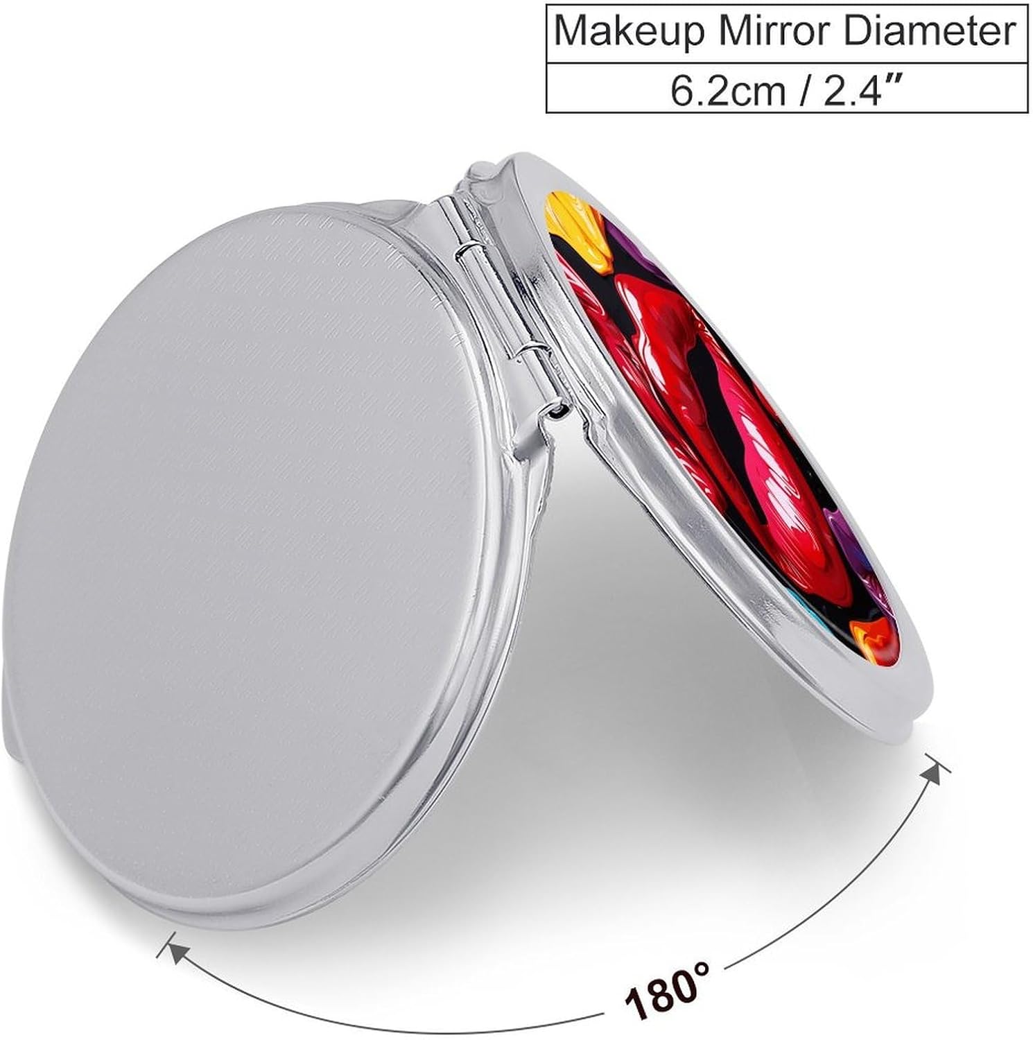 Colorful Lips Makeup Mirror Lightweight Compact Mirror Portable Folding Travel Mirror 2-Sided Round Handheld Beauty Mirrors Mini Pocket Mirrors for Gift image 2
