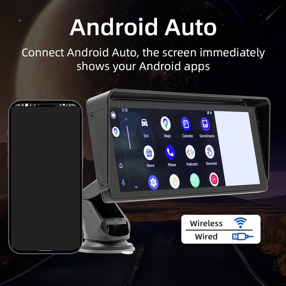 1 juego de 10.26 pulgadas pantalla táctil inalámbrica CarPlay Android Auto Bluetooth MP5 FM receptor radio portátil para coche