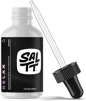 SALTT Relax Drops, Unflavored Magnesium Mineral Supplement, Sugar Free Liquid Drops for Water, Simple Ingredient Formula, Keto Friendly, 4 oz w/Dropper