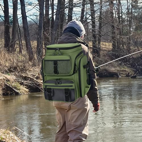 Sac de pêche grand volume vert militaire sac à dos de rangement matériel - 2