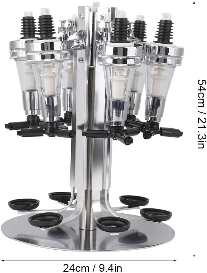 6 Bottle Liquor Dispenser, Revolving Liquor Mix Dispenser Holder Alcohol Beverage Cocktail Shot Dispenser Wine Holder with Rotating Stand for Home Bar Party