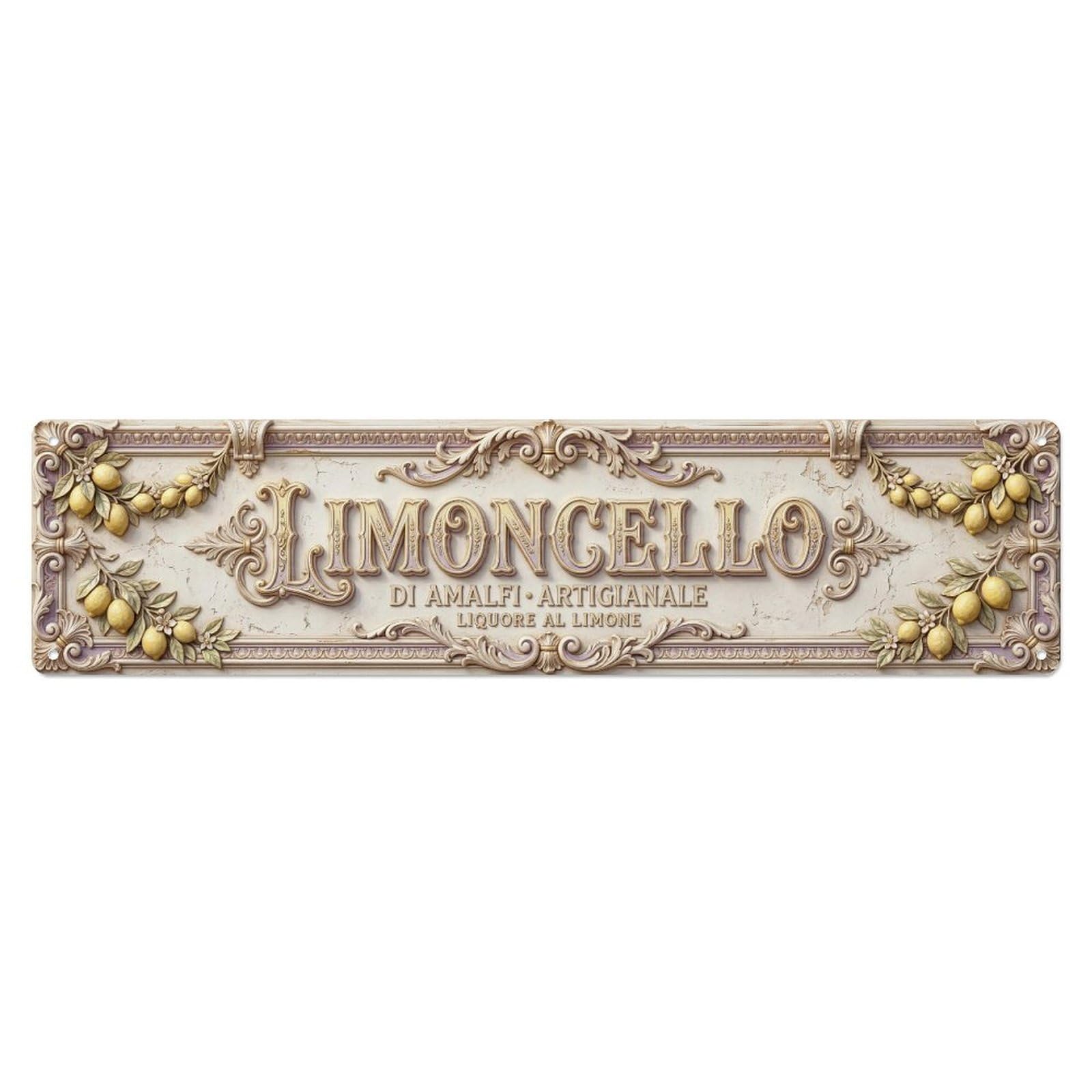 Limoncello Plaster Relief Citrus Metal Tin Skinny Sign Plaque Wall Decor for Cafe, Club Bar, Office, Home Garden Metal Poster 4x16Inch