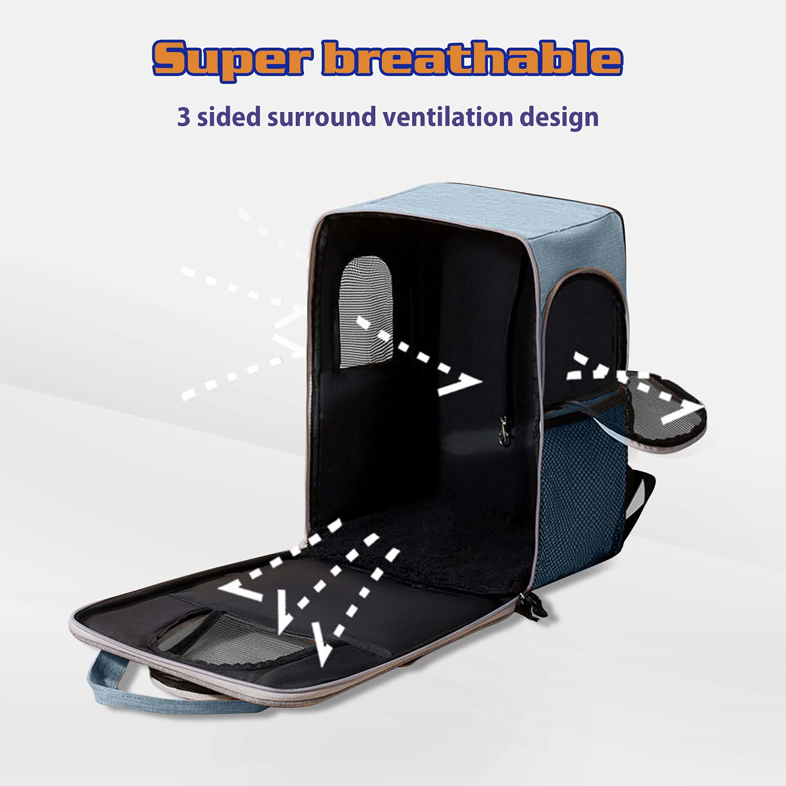 Zaino Traspirante Per Cani E Gatti - Fino 10kg, Con Cintura Sicurezza E Materasso Morbido - Foto 5